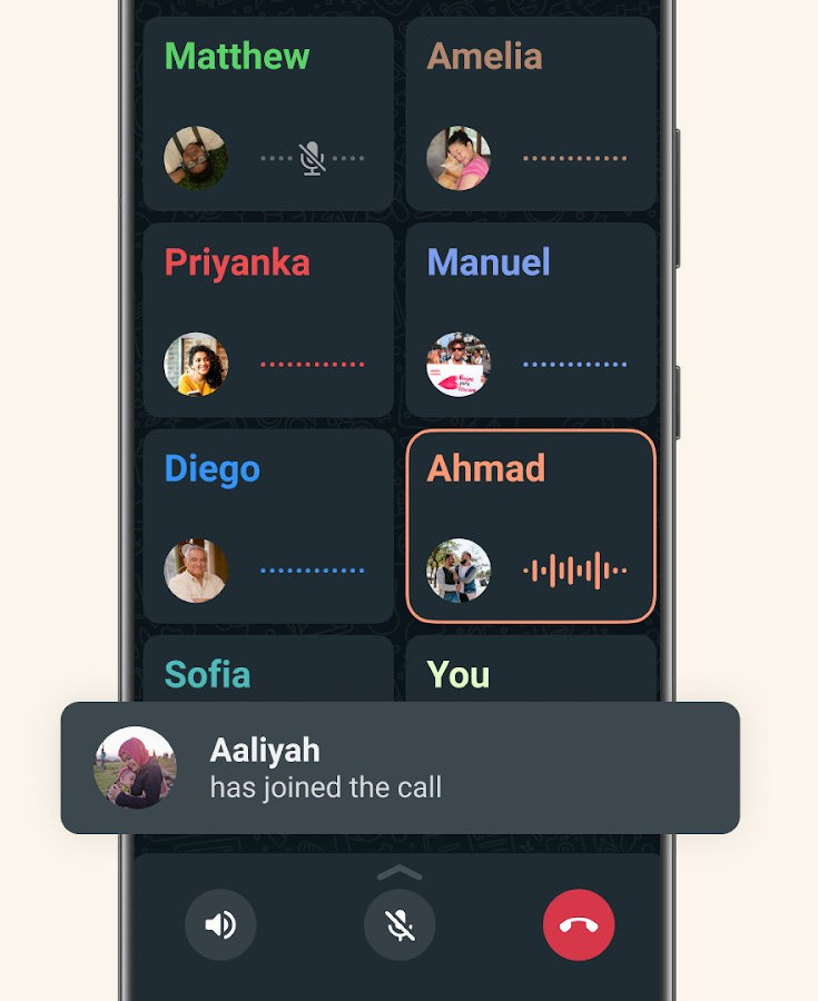 WhatsApp irá notificar quando alguém entrar na chamada de voz em grupo
