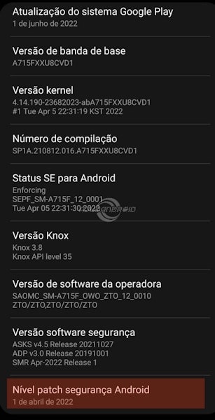 Como descobrir versão patch segurança do Android