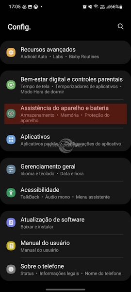 Diagnóstico recurso da Samsung