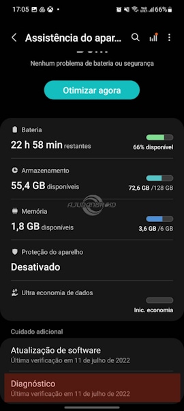 Diagnóstico recurso da Samsung