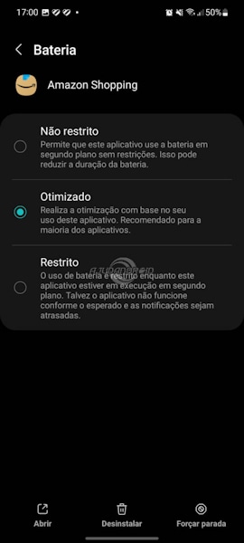 Limitar App em segundo plano opções