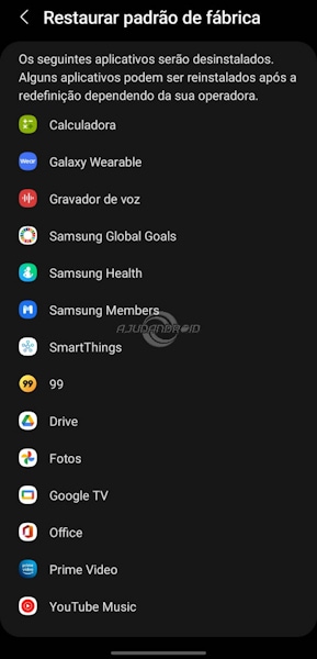 Restaurar padrão de fábrica no Android