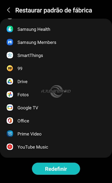 Restaurar padrão de fábrica no Android