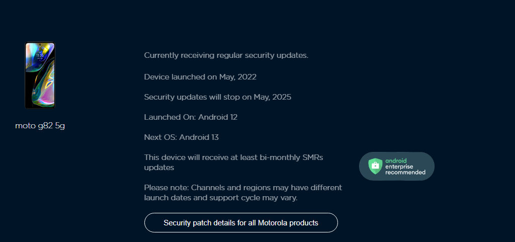 Moto G82 página de suporte mostra atualização Android 13 confirmada