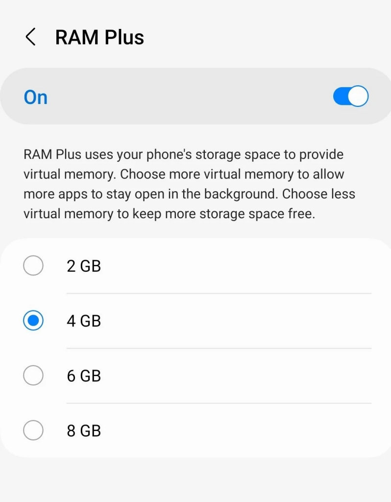 One UI 5 Beta 2 desativar RAM Plus