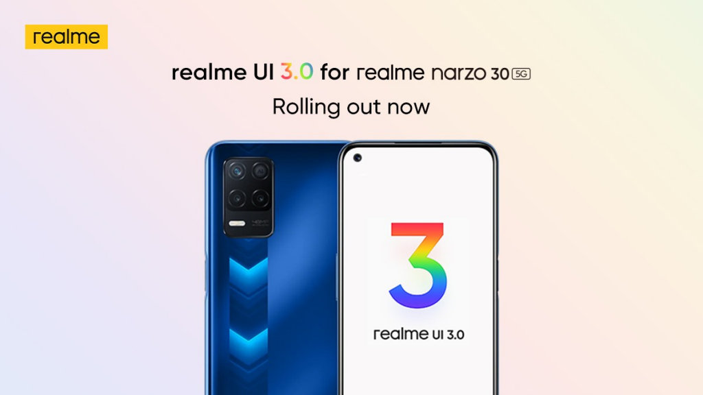 Realme Narzo 30 5G atualização Android 12 com Realme UI 3.0