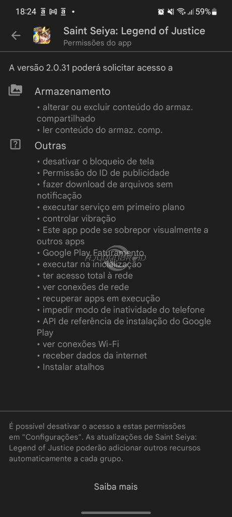 Google Play Store volta com seção permissões na loja para dispositivos móveis