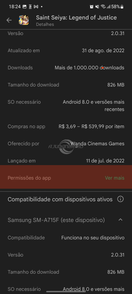 Google Play Store volta com seção permissões na loja para dispositivos móveis
