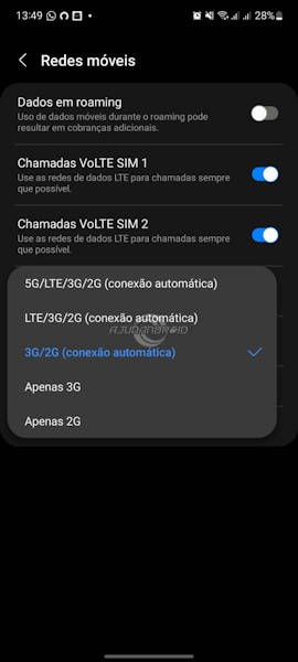 Galaxy M53 opções de rede com 5G