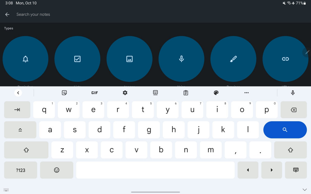 teclado do Google (Gboard) otimizado para tablets e dispositivos flexíveis