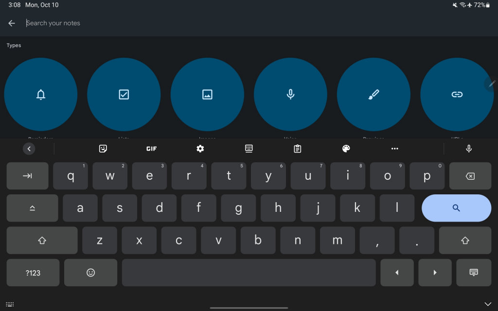 teclado do Google (Gboard) otimizado para tablets e dispositivos flexíveis