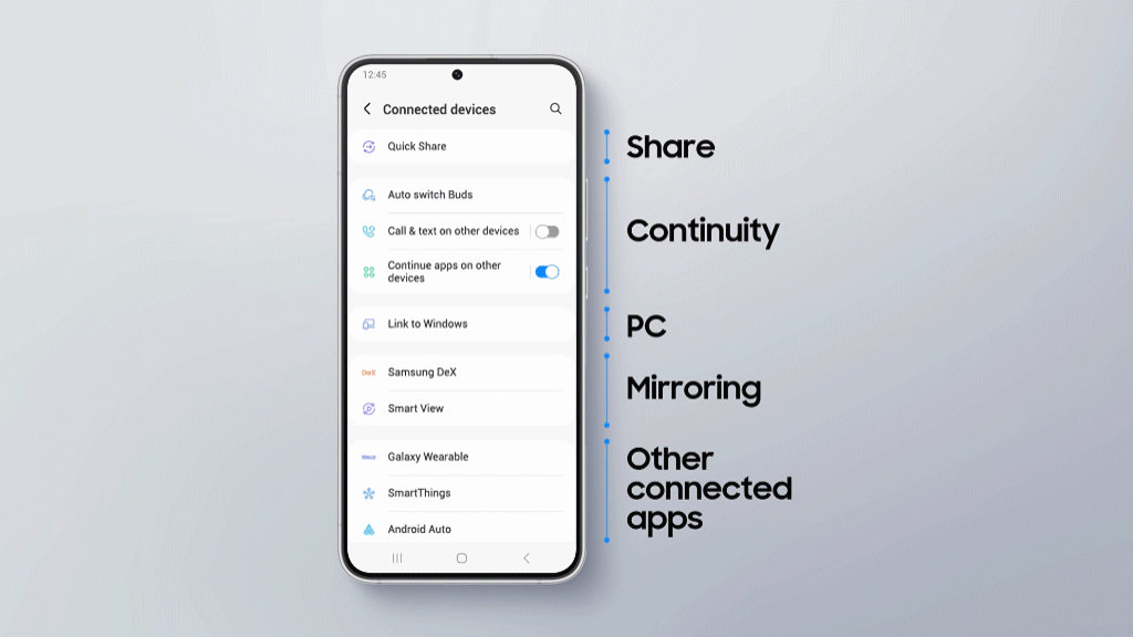 One UI 5 Menu de dispositivos conectados