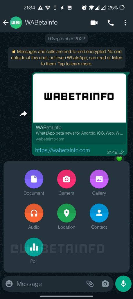 WhatsApp Enquete em teste