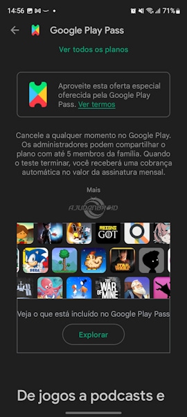 Google Play Pass com desconto de 80%