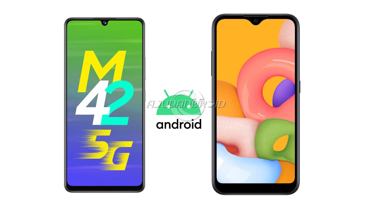 Galaxy M42 5G com Android 13 e Galaxy A01 com Android 12