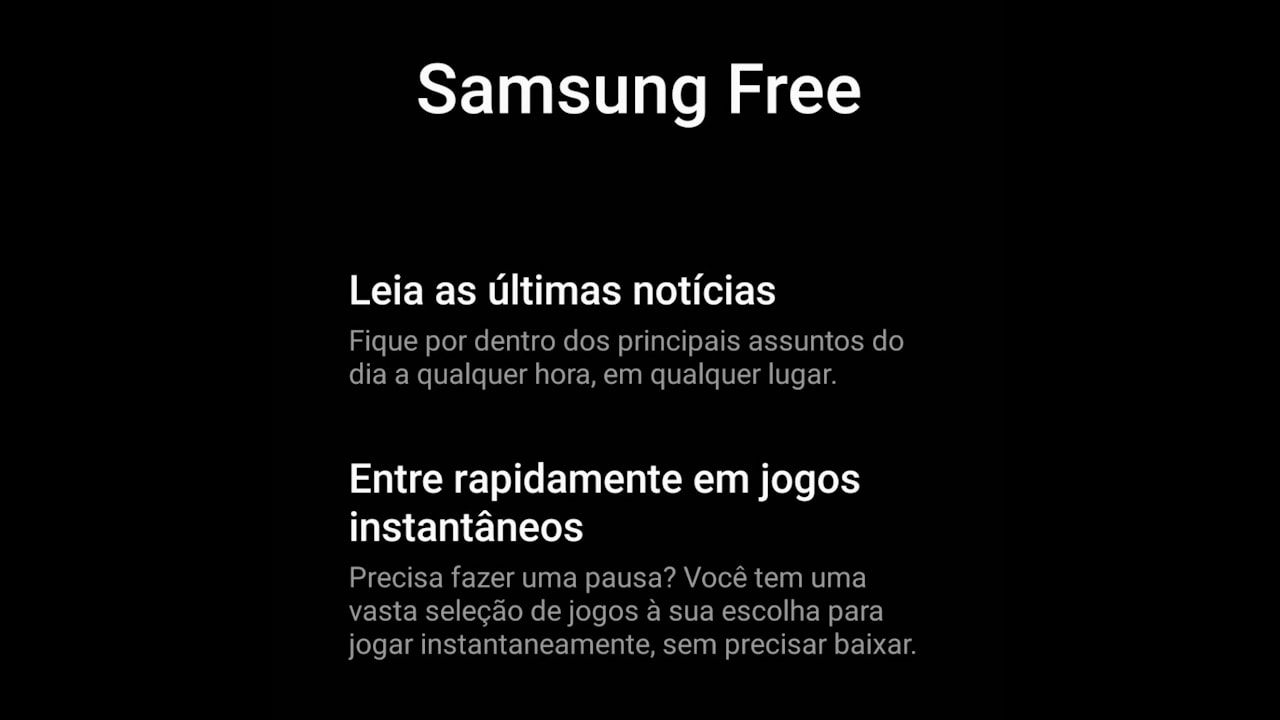 Samsung Free tela inicial