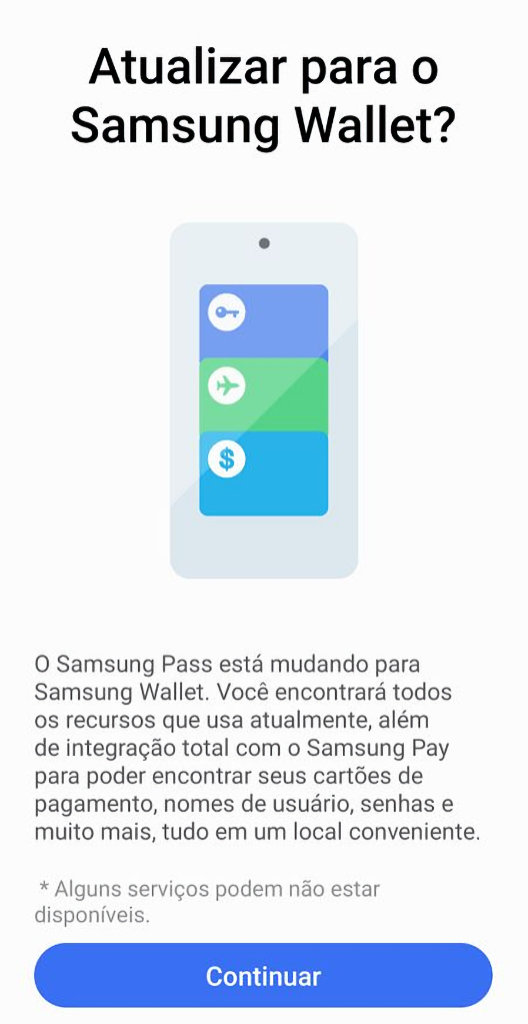 Samsung Pass atualizar para o Samsung Wallet
