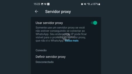 WhatsApp Configurações servidor proxy