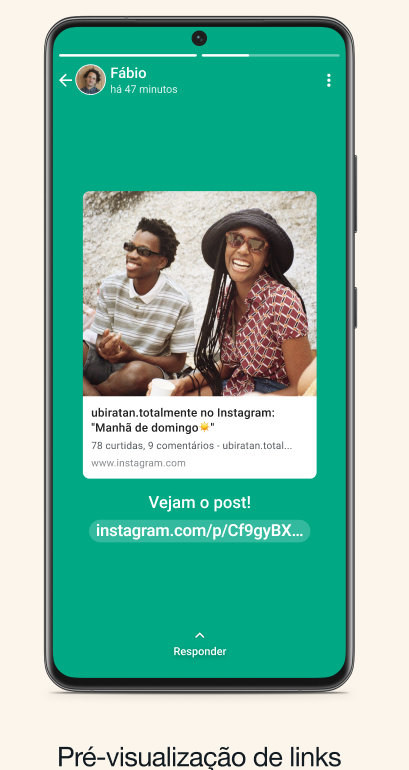 WhatsApp novidades para o Status: prévia de links