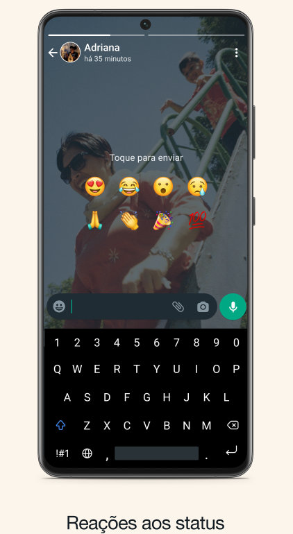 WhatsApp novidades para o Status: reações