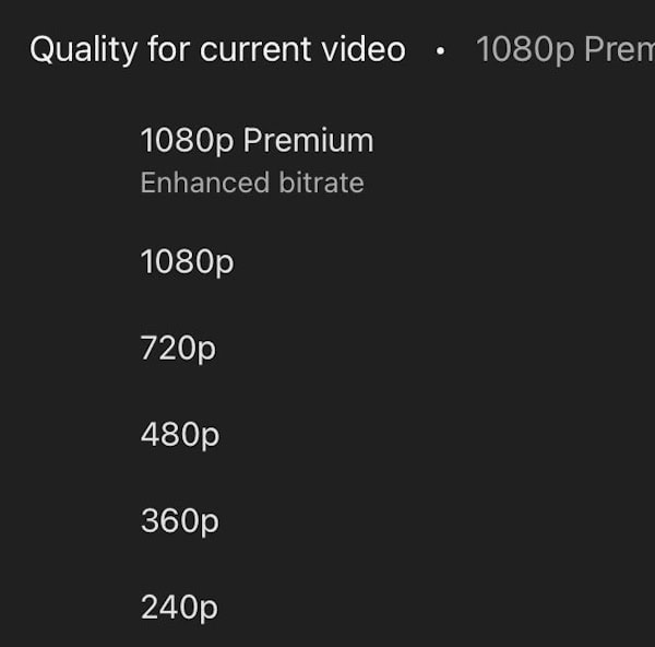 YouTube resolução 1080p Premium