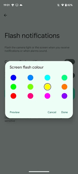 Android 14 notificações flash