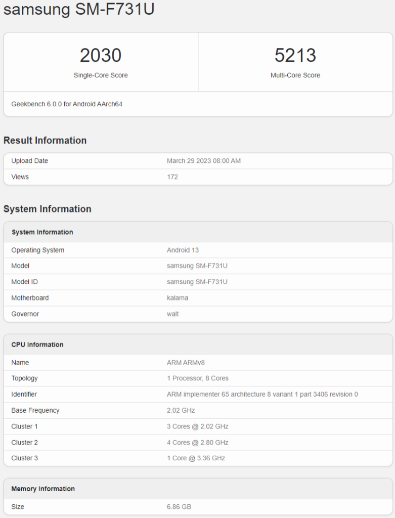 Galaxy Z Flip 5 Benchmark