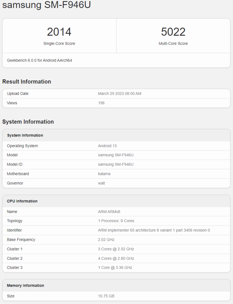 Galaxy Z Fold 5 Benchmark