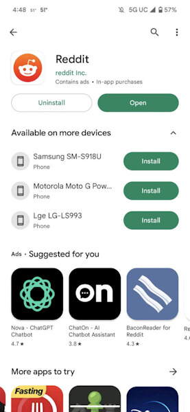 Instalação de apps da Google Play Store em vários aparelhos