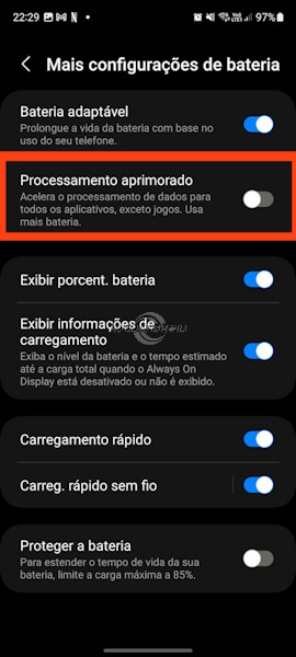 Processamento aprimorado Galaxy Samsung
