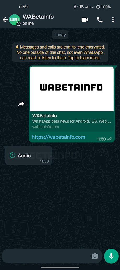 WhatsApp Beta mensagem temporária de áudio