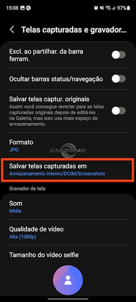 Captura de tela no Galaxy, página inteira