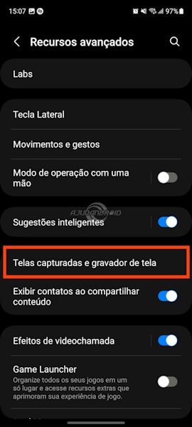 Captura de tela no Galaxy, página inteira