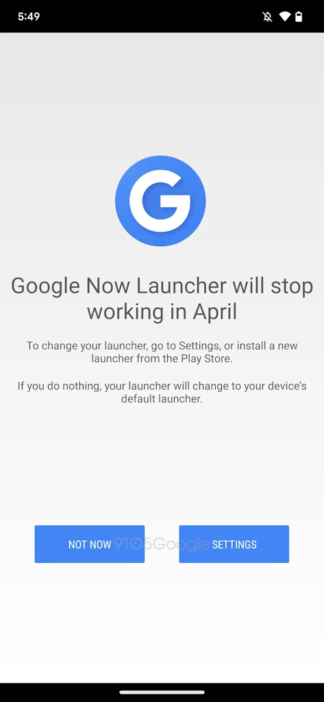 Google Now Launcher desativação