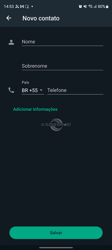 WhatsApp função adicionar e editar contato