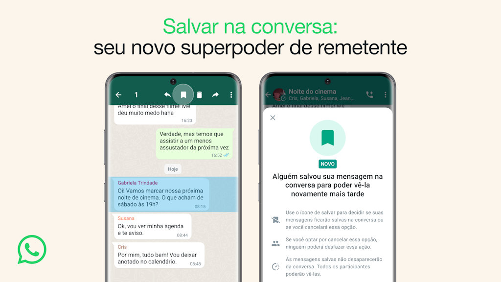 WhatsApp recurso salvar na conversa