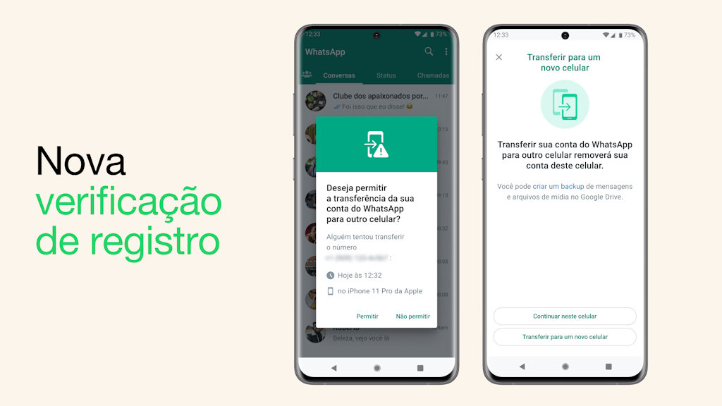 WhatsApp Segurança na transferência de conta