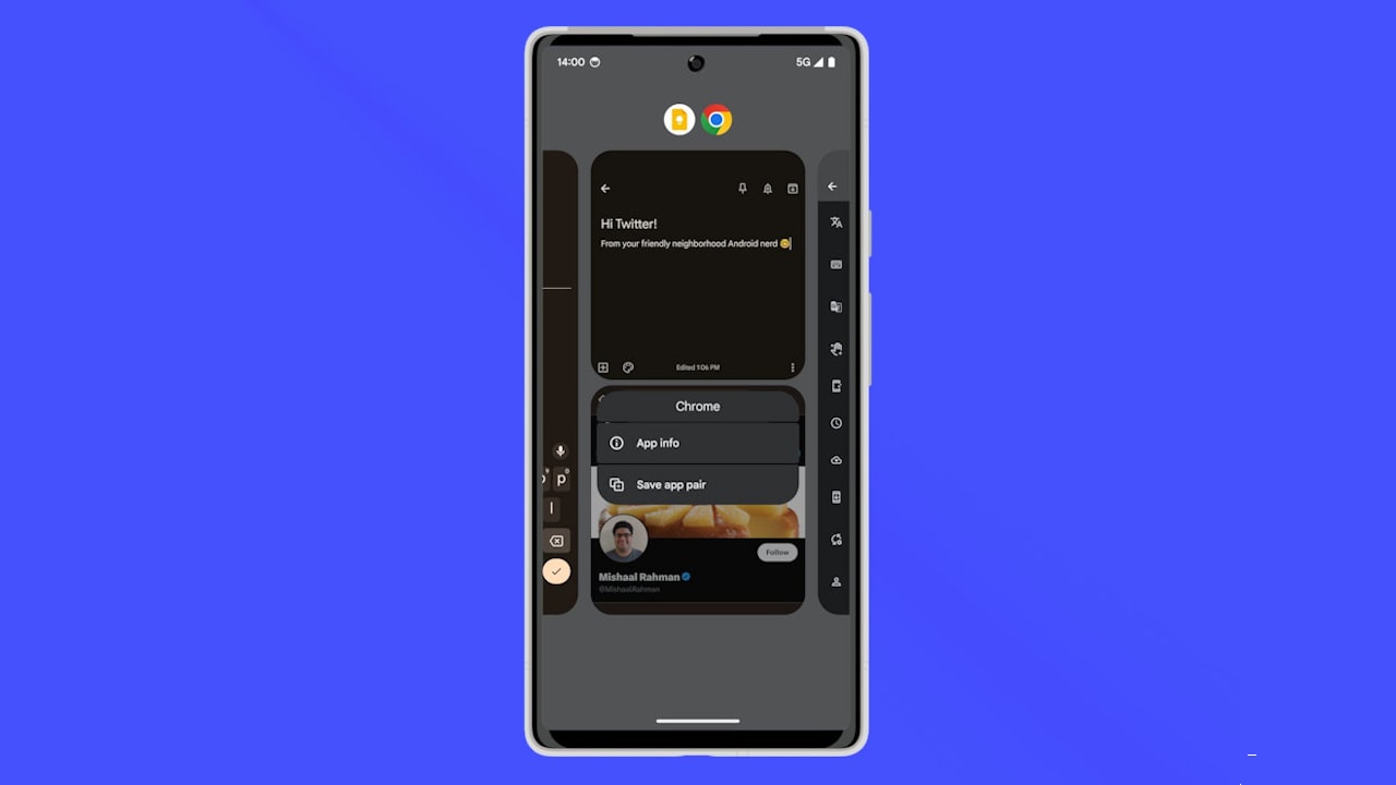 Android 14 Salvar dois apps com tela dividida