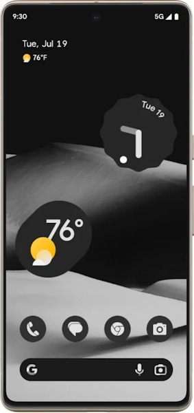 Android 14 personalização tela de desbloqueio com tema monocromático