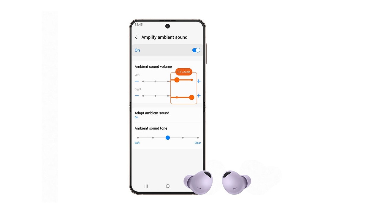 Galaxy Buds 2 Pro níveis de som ambiente e modo adaptativo