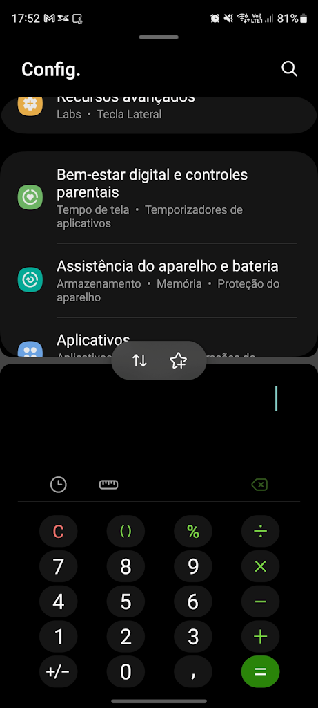 Galaxy S20 FE, Salvar dois apps com tela dividida