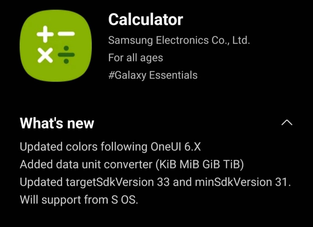 Samsung aplicativo de calculadora compatível com One UI 6