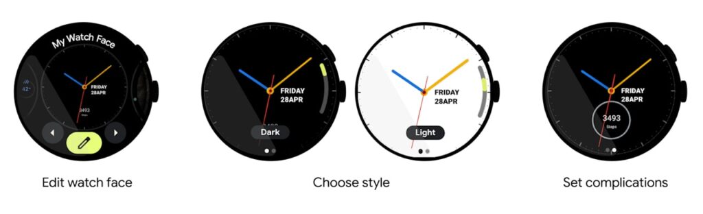 Wear OS 4 editor para mostradores de relógio (Watch Face)