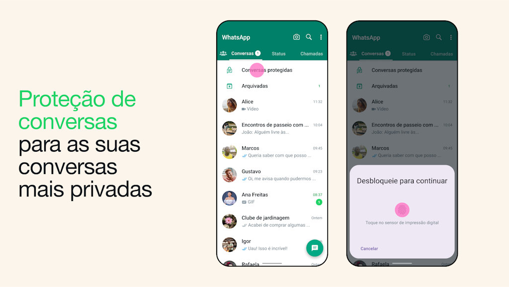 Proteção de conversas recurso do WhatsApp