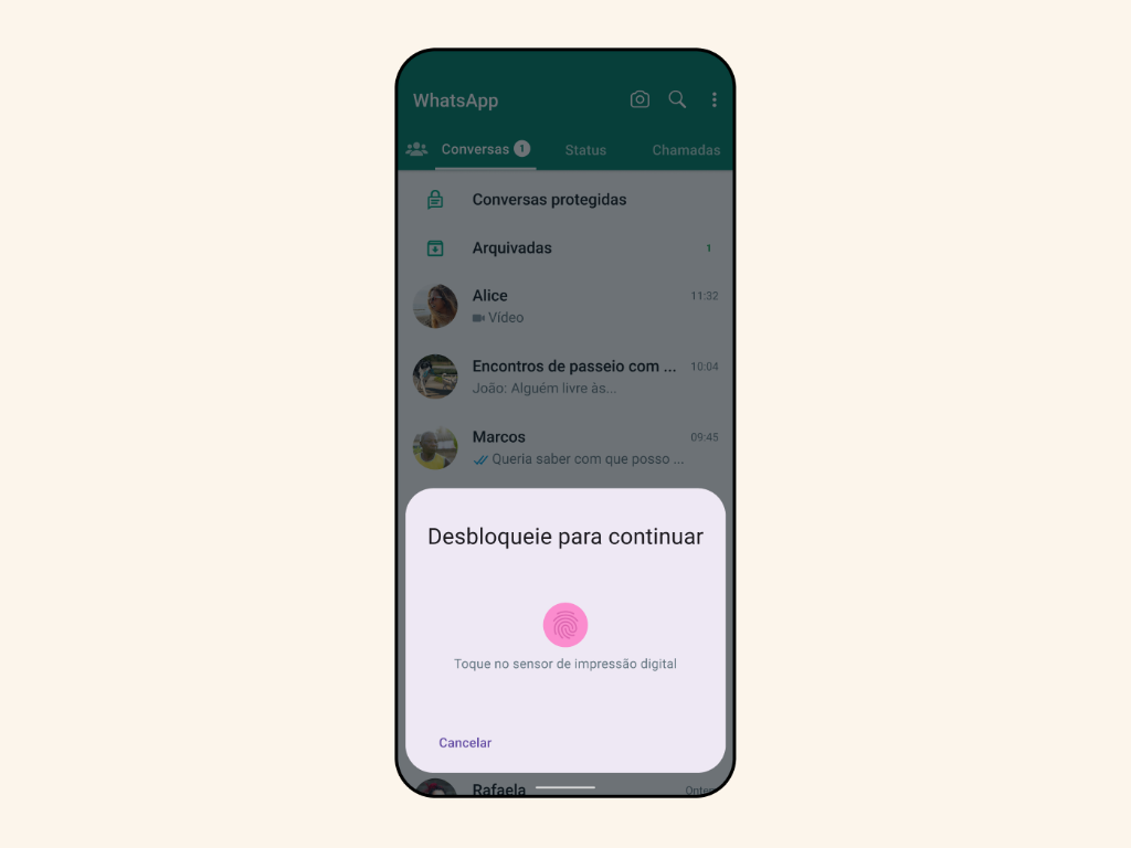 Proteção de conversas recurso do WhatsApp