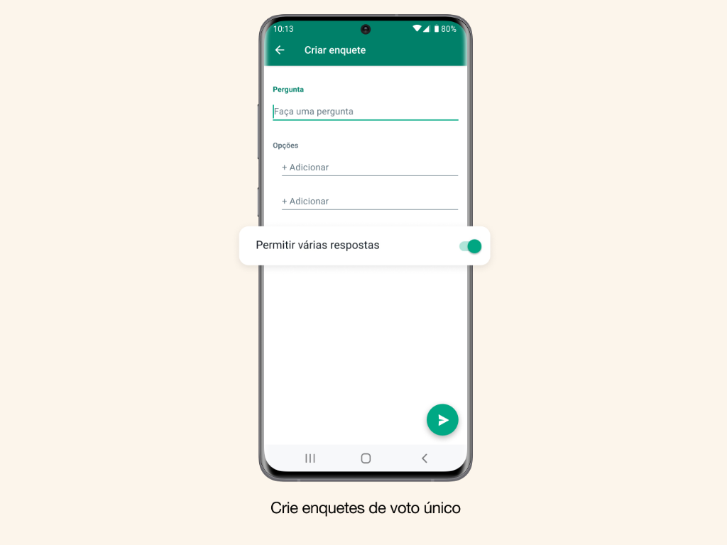 WhatsApp enquetes resposta única