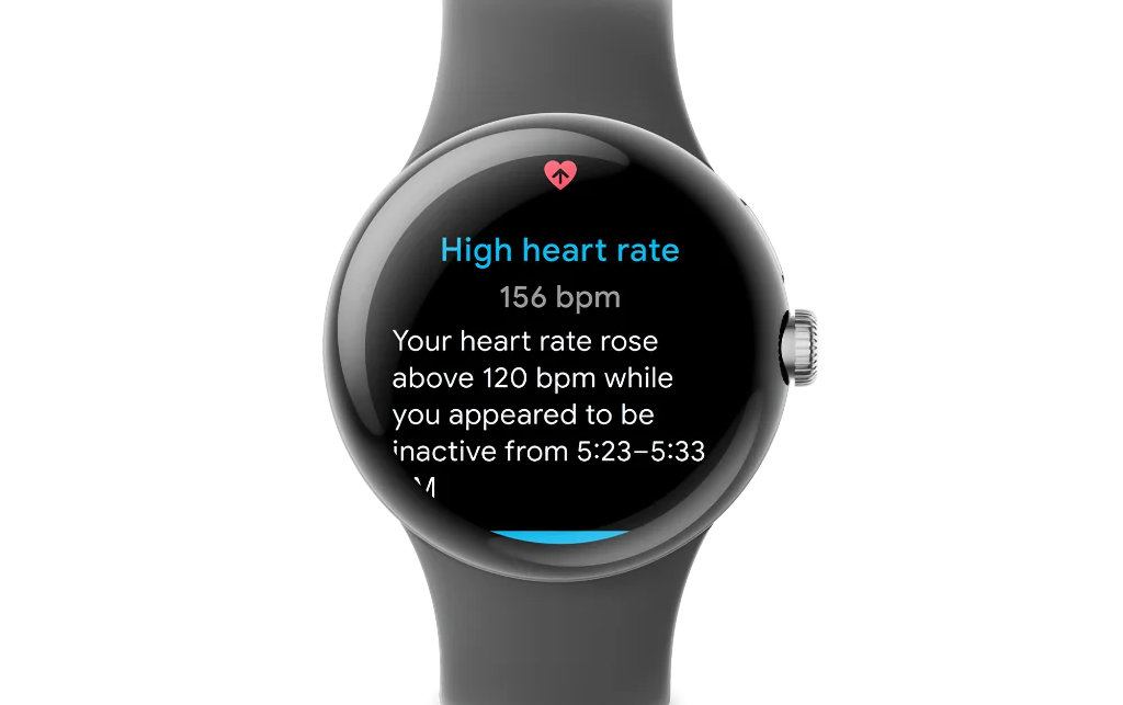 Google Pixel Watch aviso de batimento cardíaco alto