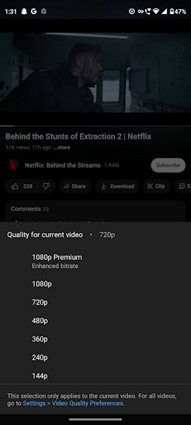 YouTube resolução 1080p Premium