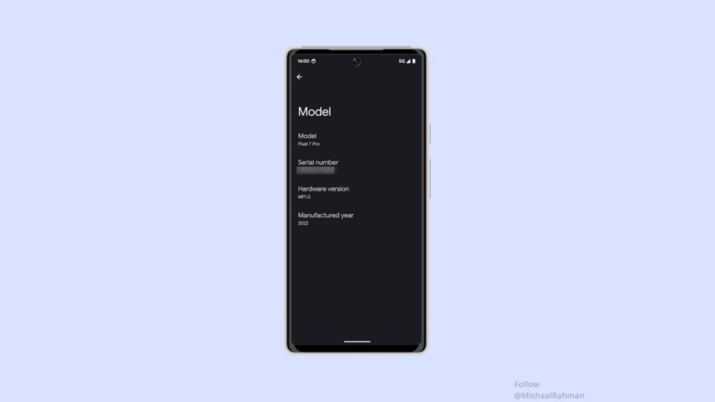 Android 14 mostrando ano de fabricação do dispositivo