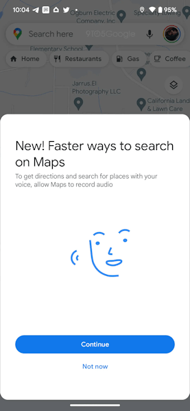 Google Maps Android com entrada de voz utilizando Google Assistente